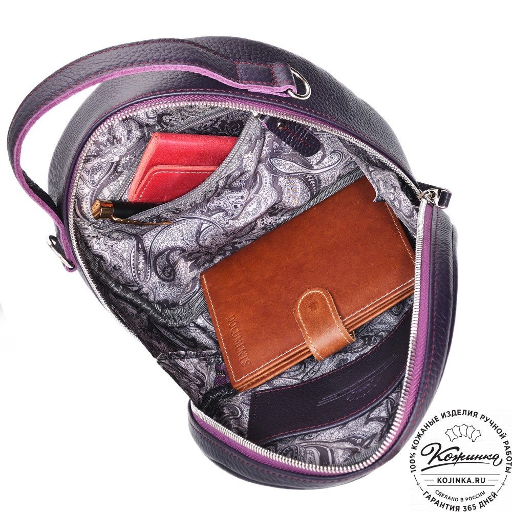 Женская кожаная сумка "Селин" (сирень\бордо)